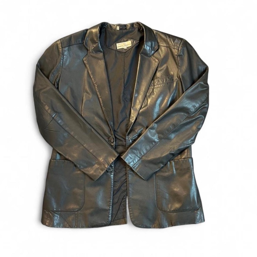 VTG Leathers by Tibor Black 100% Genuine Leather Blazer Jacket 10 Made in Korea